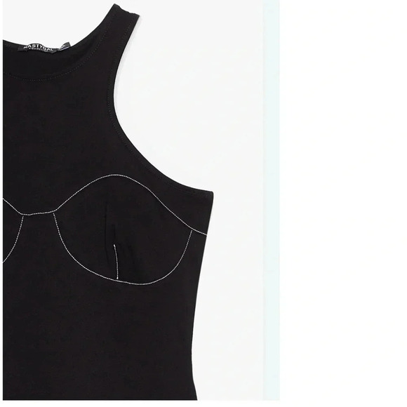 NWT Nasty Gal Collection Women’s Contrast Stitch Racer Mini Black Dress size 8 - Picture 8 of 12